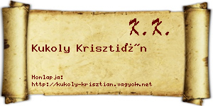 Kukoly Krisztián névjegykártya